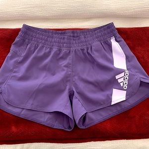 Purple Adidas shorts. Like new. XS